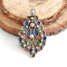 Load image into Gallery viewer, Old Berber Charm Silver enamel Pendant 925 silver ,Moroccan Amulet ,Berber Jewelry, enamel Jewelry,Charm Pendant
