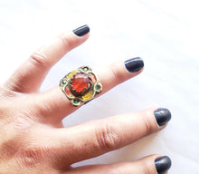 Load image into Gallery viewer, Vintage Moroccan Hand Made old glass Enameled silver Berber Ring size 8,Ethnic Rings ,Tribal Jewelry, Moroccan Rings, Berber Jewelry
