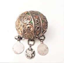 Load image into Gallery viewer, Antique Moroccan Enameled Silver Ball Pendent with Enameled/PendantHand Crafted Silver,Pendants Necklace,Ethnic Jewelry,Tribal Jewelry
