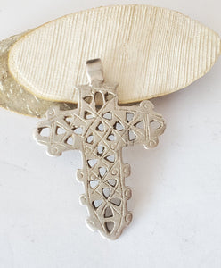 Unique Ethiopian Old Christian 2 side silver cross pendant,ethnic Ethiopian jewlery,Christian silver,Orthodox cross, lost wax,religion