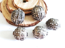 Load image into Gallery viewer, Old silver star burst granulation hallmarked Globe beads from Yemen circa 1930s,Bedouin tribal ,Hand Crafted Silver,Ethnic Jewelry
