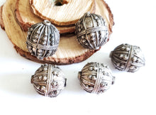 Load image into Gallery viewer, 1 Old silver star burst granulation hallmarked Globe bead from Yemen circa 1930s,Bedouin tribal ,Hand Crafted Silver,Ethnic Jewelry

