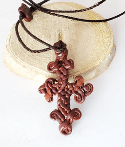 Hand Craft Ethiopian Leather Amulet Leather Cross Necklace,