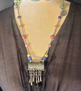 Antique rare Ethiopian Silver Beads/necklace with Venetian Trade Beads,African Necklace,Tribal Jewelry,Royal Jewels,Ethiopian necklace