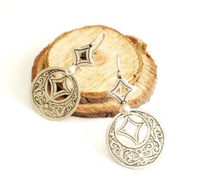 Moroccan Berber Talisman Earrings Tribal sterling silver 925,Hand of Fatima Jewelry,sliver Earrings,Dangle & Drop Earrings,