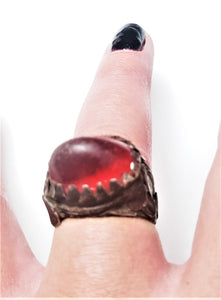 Antique Silver Ancient red glass Ring size 8 Yemen tribal jewelry Hand Crafted ,Silver,Ethnic Jewelry,Tribal Jewelry