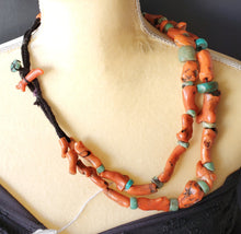 Load image into Gallery viewer, Ancient Amazonite Stone and Berber Natural Coral 2 strand African Trade
