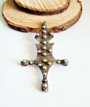 Load image into Gallery viewer, Moroccan Vintage handmade Tuareg silve cross pendant Ethnic Tribal Hand Crafted
