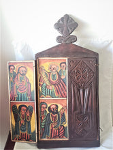 Load image into Gallery viewer, Ethiopian Coptic Christian Folding 19&#39;&#39;Wooden Triptych Painted Altar Icon,African ,Art Décor,Home Décor, religious art
