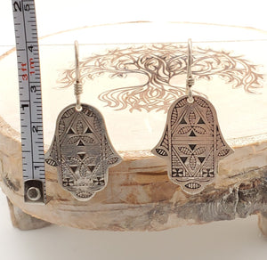 Moroccan Hamsa Earrings Ethnic Tribal sterling 925 silver Evil Eye Amulet