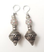 Load image into Gallery viewer, Old silver glass Beads Earrings Ethiopia Ethnic Tribal,Ethnic Jewelry,sliver Earrings,Dangle &amp; Drop Earrings,Tribal Jewelry,
