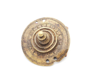 Antique Brass Shield Hair Ornament from Ethiopia tribal jewelry