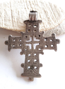 Antique Silver handmade Ethiopian Orthodox Coptic Cross pendant Amulet ,Genuine old pendant ,handmade silver,Ethiopian jewelry