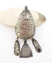 Load image into Gallery viewer, Rare antique Moroccan silver chased pendant, Berber Amulet,Berber Jewelry,African Jewelry,Charm Pendant,
