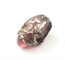 Load image into Gallery viewer, Antique Silver Ancient red glass Ring size 8 Yemen tribal jewelry Hand Crafted ,Silver,Ethnic Jewelry,Tribal Jewelry
