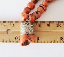 Load image into Gallery viewer, Antique Moroccan Berber Red Coral Silver Pendant necklace Mediterranean,Berber Coral,Ethnic Natural coral,Genuine coral,Coral jewelry
