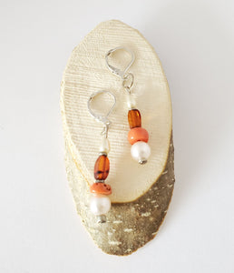 Yemen silver coral natural amber Earrings , yemeni jewelry,old coral,danglin Earrings, coral Earrings
