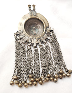 Antique Silver Afghan Kuchi Pendant with Bells tribal jewelry