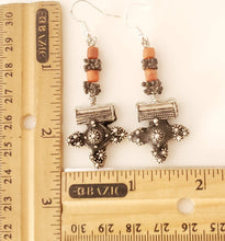 Load image into Gallery viewer, Antique Moroccan Old Berber cross Silver coral Earrings ,Ethnic Tribal,sliver Earrings,Dangle &amp; Drop Earrings,Tribal Jewelry,
