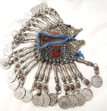 Load image into Gallery viewer, Old silver choker necklace from Pashtun tribal jewellery Ethnic Afghani kuci choker, old coins necklace, Boho tribal jewelry, gypsy style,
