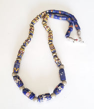 Load image into Gallery viewer, African 24&#39;&#39; Old European Wedding Cake Venetian Blue beads Necklace
