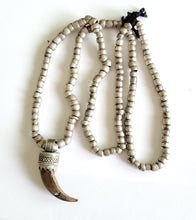 Load image into Gallery viewer, Antique Ethiopian Silver Heishi Beads amulets necklace, Hand Crafted ,Beads necklace, Ethiopian Trade,Silver Beads , amulets necklace
