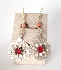 Antique Moroccan Old Silver pendants coral Earrings ,Ethnic Tribal,sliver Earrings,Dangle & Drop Earrings,Tribal Jewelry,