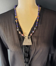 Load image into Gallery viewer, Antique rare Ethiopian silve amulet necklace with Venetian Trade Beads,African Necklace,Tribal Jewelry,Royal Jewels,Ethiopian necklace
