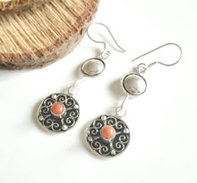 Load image into Gallery viewer, Moroccan red coral Enamel Earrings sterling silver 925,Berber Earrings ,Ethnic Tribal,African Dangles,Ethnic Tribal
