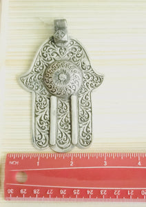 Moroccan Old Huge silver Hand of Fatima Hamsa Pendant Amulet,Berber Jewelry,African Jewelry,Moroccan Jewelry,Hand of Fatima Charm,
