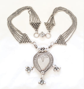 antique tribal old silver necklace Amulet heart Pendant from Rajasthan 1930s BFF heart Pendant,valentine Necklace
