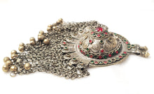 Load image into Gallery viewer, Antique Silver Afghan Kuchi Pendant with Bells tribal jewelry
