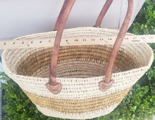 Load image into Gallery viewer, Handmade Moroccan Natural French Basket Leather Handle ,African Straw Bag,Woman Tote Beach Bag, Shopping Bag,Straw beach tote,Gift for her
