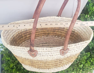 Handmade Moroccan Natural French Basket Leather Handle ,African Straw Bag,Woman Tote Beach Bag, Shopping Bag,Straw beach tote,Gift for her