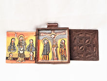 Load image into Gallery viewer, antique Ethiopian Coptic Christian painted Wooden Altar Icon Triptych African Tribal Art,African ,Art Décor,Home Décor, religious art
