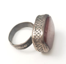 Load image into Gallery viewer, Antique Silver Ancient Carnelian Ring size 9 Yemen tribal jewelry

