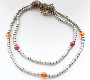 Antique Ethiopian strand of medium Heishi Silver Beads,African Necklace,Tribal Jewelry,Royal Jewels,Ethiopian necklace