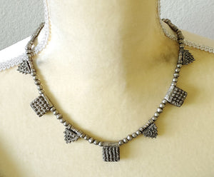 Antique Ethiopian silver amulet necklace with silver Beads,African Necklace,Tribal Jewelry,Royal Jewels,Ethiopian necklace