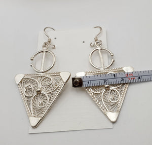 Moroccan Berber Fibula Sterling Silver Dangle Earrings silver 925,Berber Jewelry,sliver Fibula Earrings,Dangle & Drop Earrings,