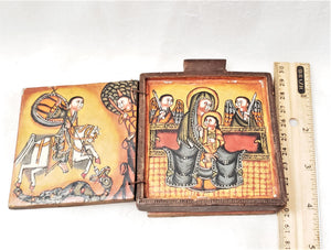 antique Ethiopian Coptic Christian painted Wooden Altar Icon Triptych African Tribal Art,African ,Art Décor,Home Décor, religious art