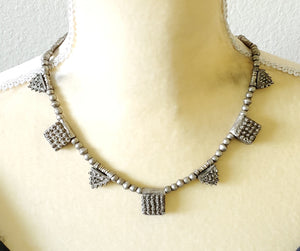 Antique Ethiopian silver amulet necklace with silver Beads,African Necklace,Tribal Jewelry,Royal Jewels,Ethiopian necklace