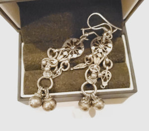 Antique Yemen Bawsani silver dangling Earrings, yemeni jewelry,danglin Earrings,Bawsani Earrings