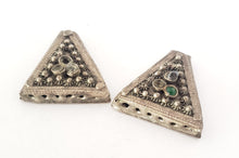 Load image into Gallery viewer, Beautiful vintage Pair of Silver Cones from Yemen circa 1910s,vintage Cones tribal jewelry,Jewish Silver, Yemen filigree, Badyhe Pendant,
